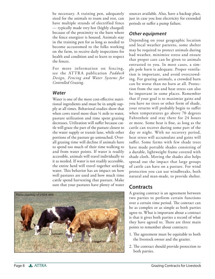 Grazing Contracts for Livestock