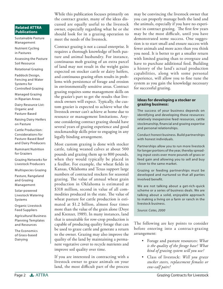 Grazing Contracts for Livestock
