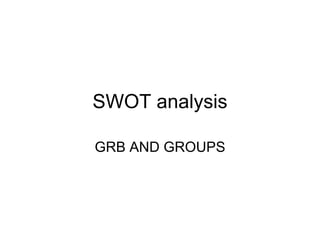 SWOT analysis GRB AND GROUPS 
