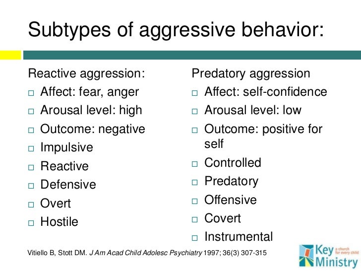 Which Is An Example Of Reactive Aggression? Children and Youth Who Demonstrate Aggressive Behavior at Church...Wh…
