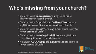 Who’s missing from your church?
• Children with depression are 1.73 times more
likely to never attend church.
• Children w...