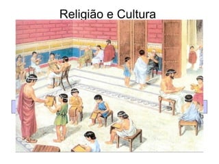 Religião e Cultura  A Formação do Cidadão Ateniense  Rapazes  -  Até aos 7 anos eram educados pela mãe, no Gineceu.  - A partir dos sete frequentavam a escola onde aprendiam a ler escrever e a recitar os poemas dos poetas. - Aos 12 aprendiam cálculo, música oratória, gramática e praticavam ginástica. - Aos 15 estudavam ciências e leis.  - Os adolescentes frequentavam a ágora, onde conversavam e aprendiam com os filósofos.  - Aos 18 iniciavam a sua preparação militar e tornavam-se cidadãos.  Os atenienses procuravam dar uma educação ecléctica aos seus filhos, ou seja Uma educação completa em todos os aspectos:  moral ,  intelectual ,  física e cívica  Raparigas -  eram educadas, em casa, pelas mães que as preparavam para serem esposas dedicadas e boas administradoras da casa. - Só as mais ricas aprendia a ler, escrever e música. 