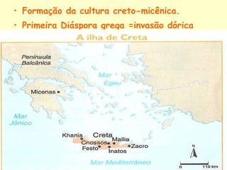 Formação da cultura creto-micênica. Primeira Diáspora grega =invasão dórica 