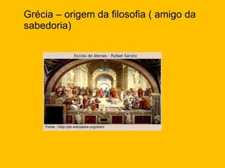 Grécia – origem da filosofia ( amigo da sabedoria) 