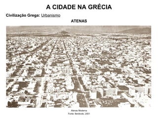 A CIDADE NA GRÉCIA
Civilização Grega: Urbanismo
ATENAS
Atenas Moderna
Fonte: Benévolo, 2001
 