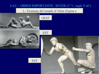 5.4.C.-  OBRES IMPORTANTS.  SEVER (1ª ½  segle V aC) 1.- Frontons del temple d’Afaia (Egina o Aegina) OEST EST EST 