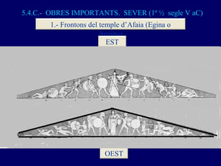 5.4.C.-  OBRES IMPORTANTS.  SEVER (1ª ½  segle V aC) 1.- Frontons del temple d’Afaia (Egina o Aegina) EST OEST 