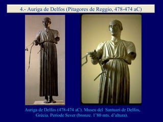 Auriga de Delfos  ( 478-4 74  aC ).  Museu del   Santuari de Delfos ,  Grècia . Període Sever (bronze. 1’80 mts. d’altura)...