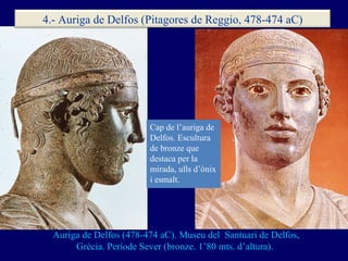 Auriga de Delfos  ( 478-4 74  aC ).  Museu del   Santuari de Delfos ,  Grècia . Període Sever (bronze. 1’80 mts. d’altura)...