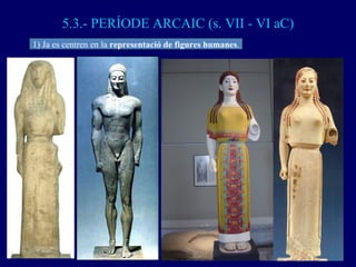 5.3.- PERÍODE ARCAIC (s. VII - VI aC) 1) Ja es centren en la  representació de figures humanes . 
