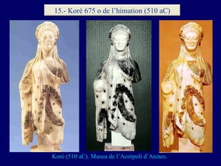 Koré (510 aC). Museu de l’Acròpoli d’Atenes. 15.- Koré 675 o de l’himation (510 aC) 