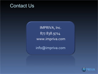 Contact Us IMPRIVA, Inc. 877.838.9714  www.impriva.com [email_address] 