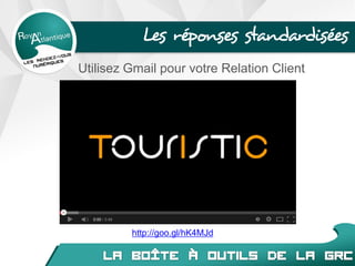 Les réponses standardisées
http://goo.gl/hK4MJd
Utilisez Gmail pour votre Relation Client
 