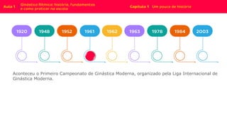 Aconteceu o Primeiro Campeonato de Ginástica Moderna, organizado pela Liga Internacional de
Ginástica Moderna.
 