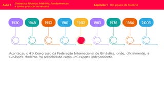 Aconteceu o 41o Congresso da Federação Internacional de Ginástica, onde, oficialmente, a
Ginástica Moderna foi reconhecida como um esporte independente.
 