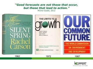 “Good forecasts are not those that occur,
but those that lead to action.”
Michel Godet, 2012
1962 1972 1987
 