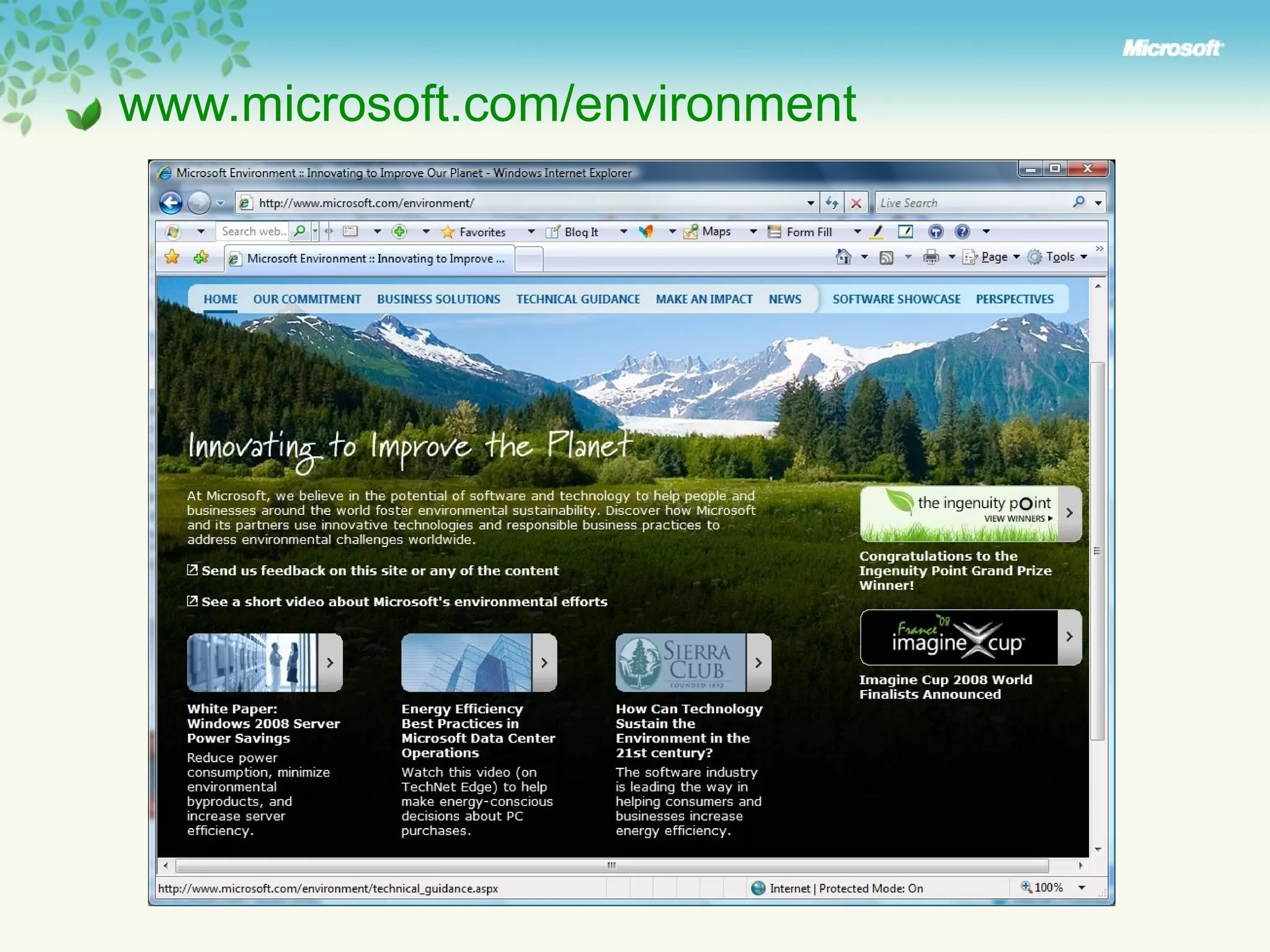 www.microsoft.com/environment   