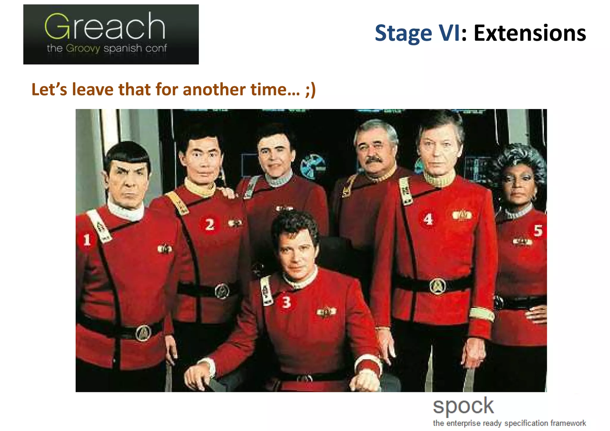 Brief introduction
- Groovy based testing and
specification framework
- Can test anything that runs inside the JVM
(even Java)
- Beautiful and highly expressive specification
language
- Compatible with most IDEs, build tools, and
continuous integration servers (JUnit runner)
 