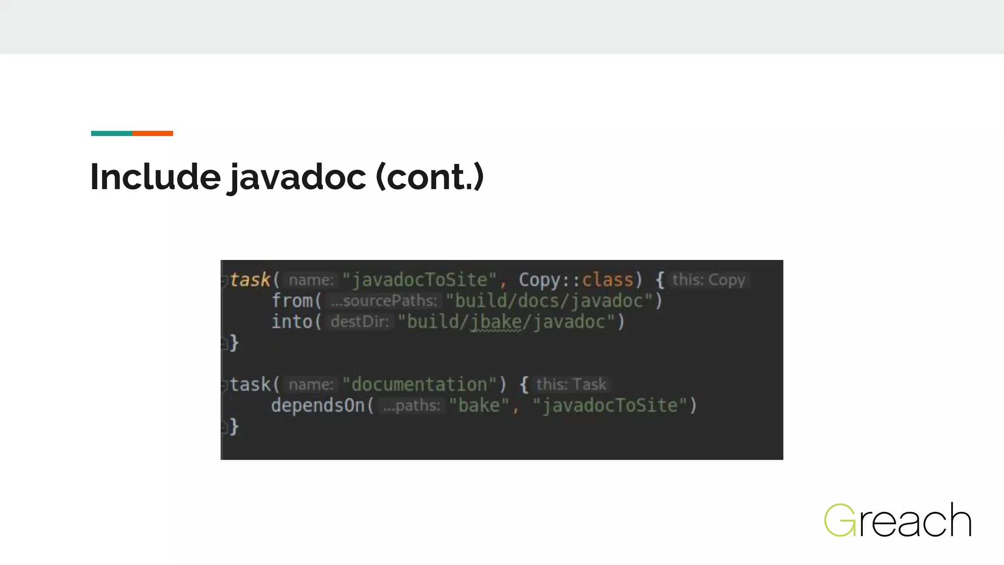 Include javadoc (cont.)
 