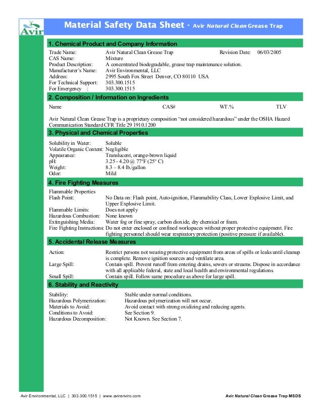 Grease trap cleaner_msds