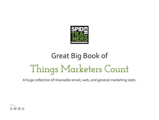 Follow
Great Big Book of
Things Marketers Count
A huge collection of shareable email, web, and general marketing stats.
 