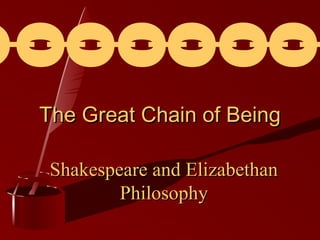 I
O
I
O
I
O
I
O
I
O
I
O
The Great Chain of Being
Shakespeare and Elizabethan
Philosophy

 
