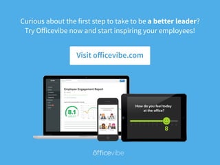 Curious about the first step to take to be a better leader? 
Try Oﬀicevibe now and start inspiring your employees!
Visit o...