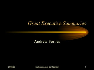 Great Executive Summaries Andrew Forbes 