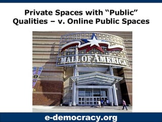 Private Spaces with “Public” Qualities – v. Online Public Spaces 