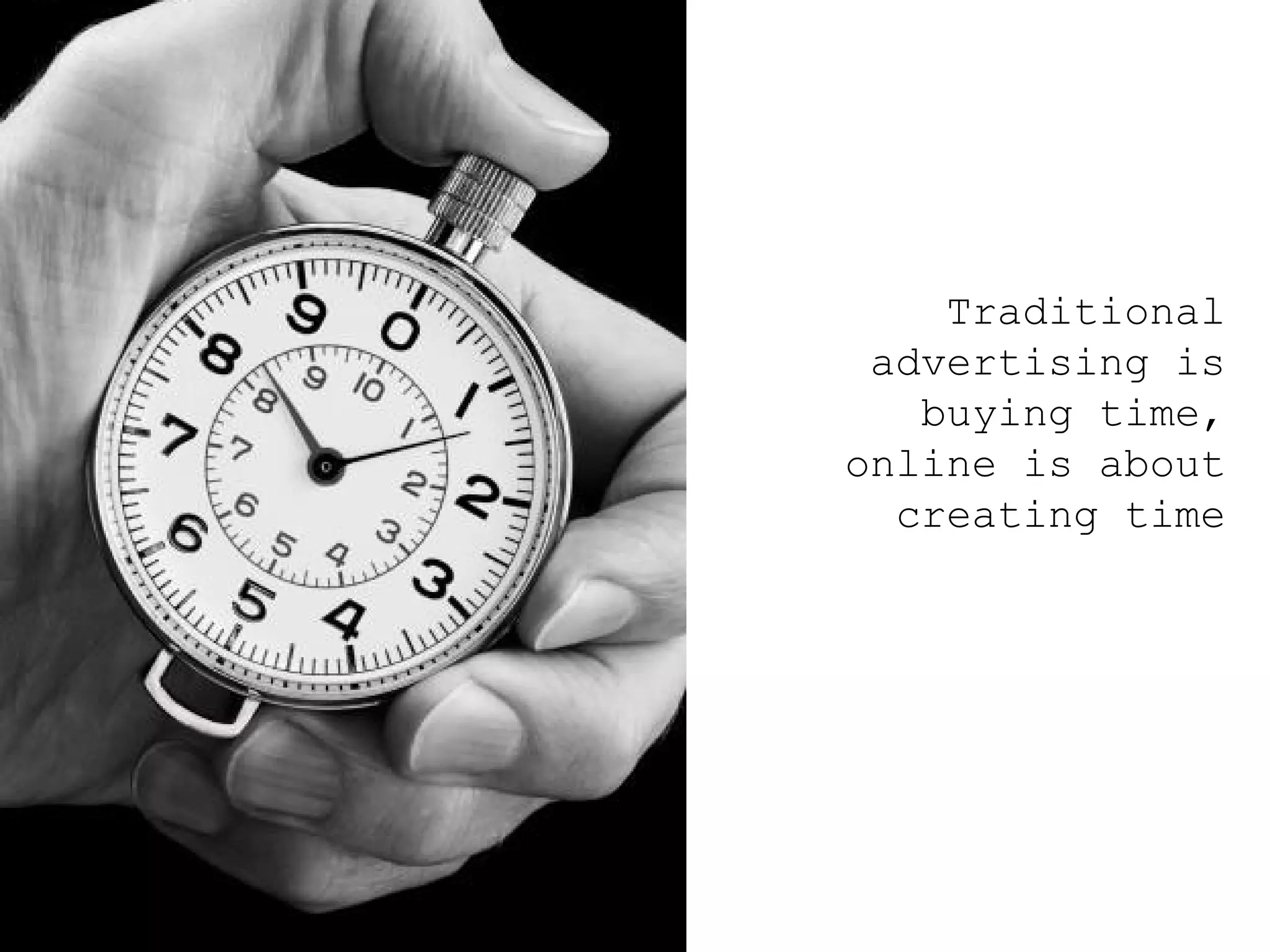 Traditional advertising is buying time, online is about creating time 
