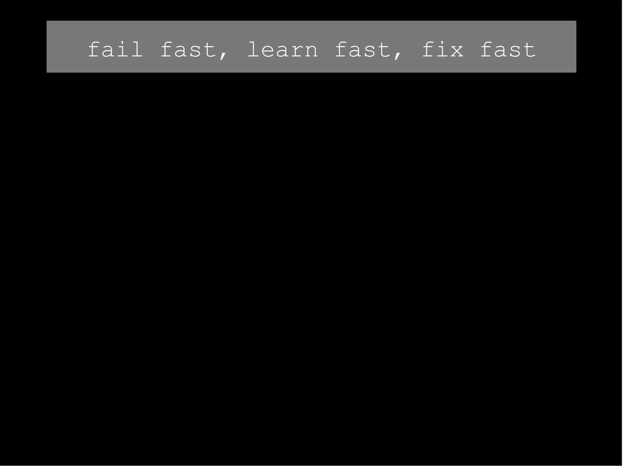 fail fast, learn fast, fix fast 