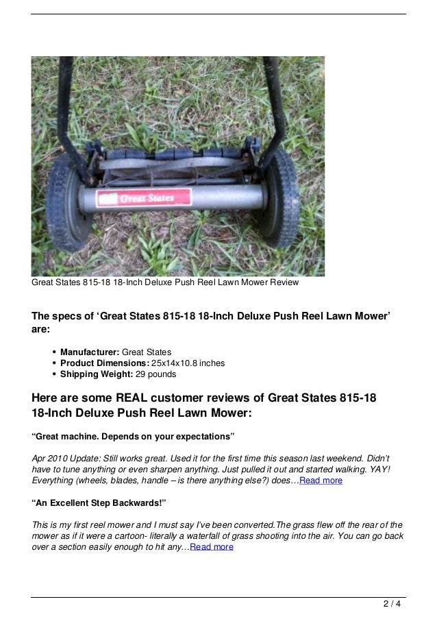 Great States 81518 18Inch Deluxe Push Reel Lawn Mower Review