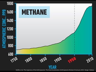 Steffen et al. The trajectory of the Anthropocene: The Great Acceleration (Anthropocene Review) 16 January 2015. Design: Globaia
 