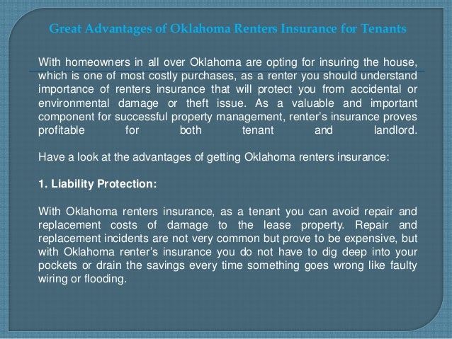 Great advantages of oklahoma renters insurance for tenants Great advantages of oklahoma renters insurance for tenants
