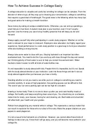 How To Achieve Success In College Easily