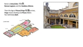 Rome is Aries/Libra /.
Roman Legions and the Goddess Athene.
Then the Age of Pisces/Virgo / arrives,
Virgo means healing and Pisces Water.
Yes! Definitely Bath.
 