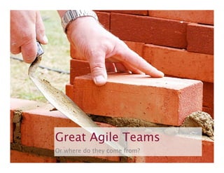 Great Agile Teams
Or where do they come from?
agile42 | We advise, train and coach companies building software

www.agile42.com |

All rights reserved. Copyright © 2007 - 2009.

 
