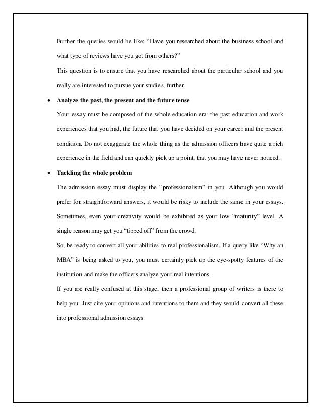 Mba admissions essay help