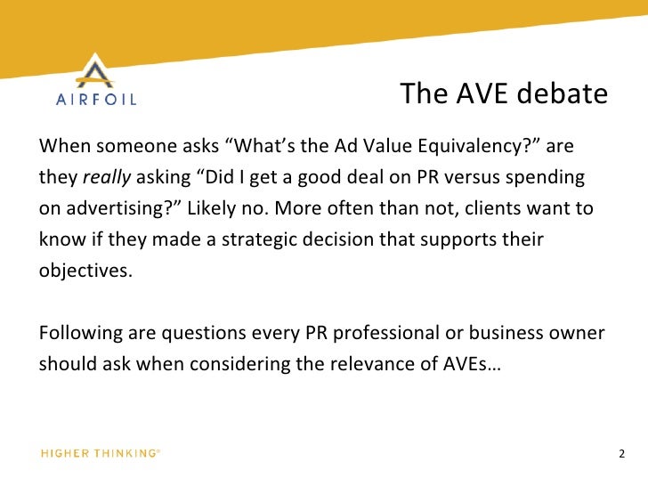 Great Ad Value Equivalency Debate