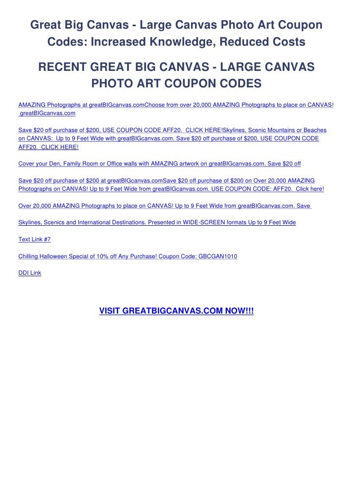 great big canvas large canvas photo art coupon