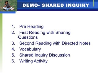 Shared Inquiry Method Shared Inquiry Great Books | PPT