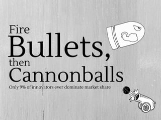 Bullets,
Fire
then
CannonballsOnly 9% of innovators ever dominate market share
 