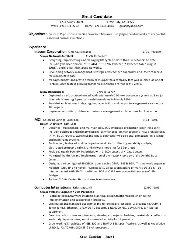 Great Candidate Resume Sample