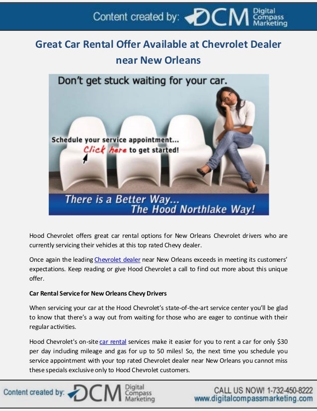 Great Car Rental Offer Available at Chevrolet Dealer near New Orleans