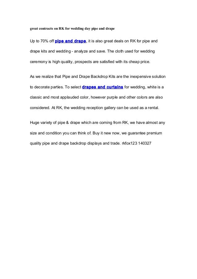 Great Contracts On Rk For Wedding Day Pipe And Drape