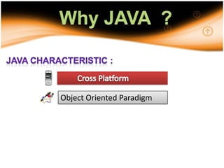 Why JAVA  ?Java Characteristic :         Cross PlatformObject Oriented Paradigm9