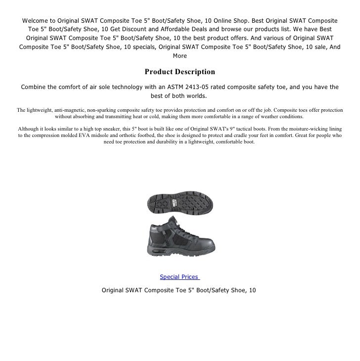 Great deals on original swat composite toe 5 boot safety shoe, 10