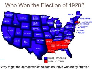 Who Won the Election of 1928?
Why might the democratic candidate not have won many states?
 