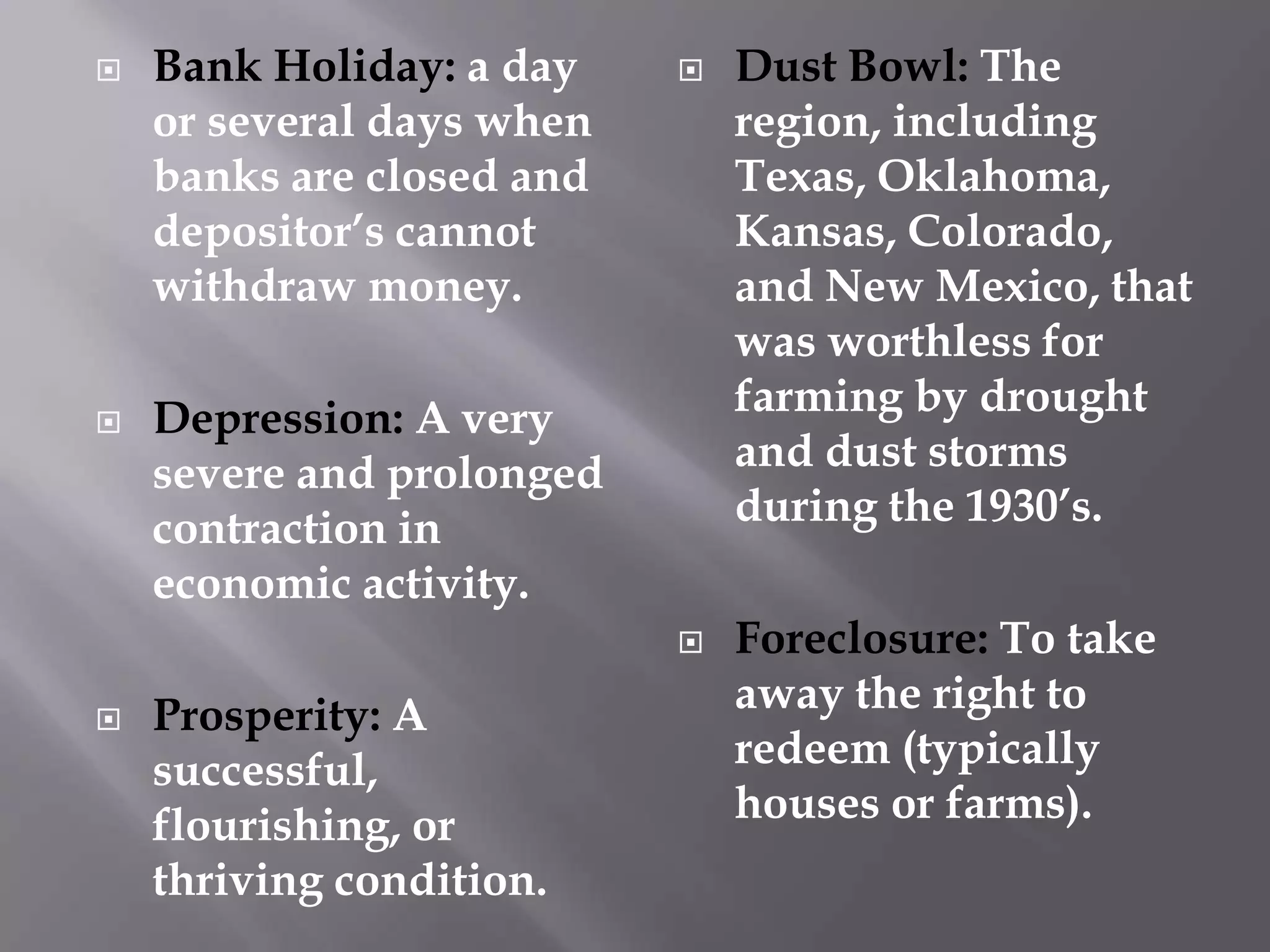 Great depression vocab | PPTX