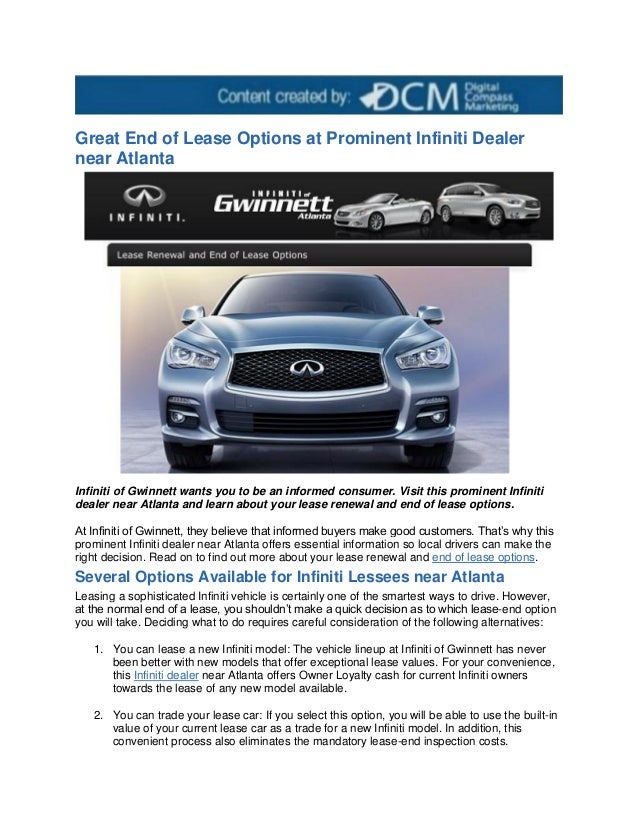Lease Car Atlanta >> Great End Of Lease Options At Prominent Infiniti Dealer Near Lease Car Atlanta >> Great End Of Lease Options At Prominent Infiniti Dealer Near